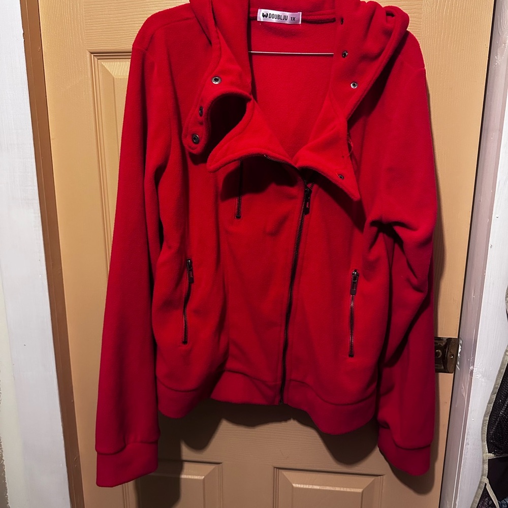 #1258 Red Hoodie Jacket Sz‎ 1X Never worn